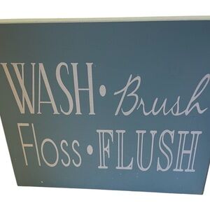 Farmhouse/Country Style Wooden Sign/Shadow Box for Bathroom. Blue & White